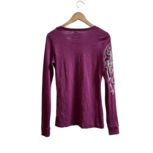Ariat Purple Bling Cross Embellishment Long Sleeve Tee Shirt Size Small - Picture 4 of 12